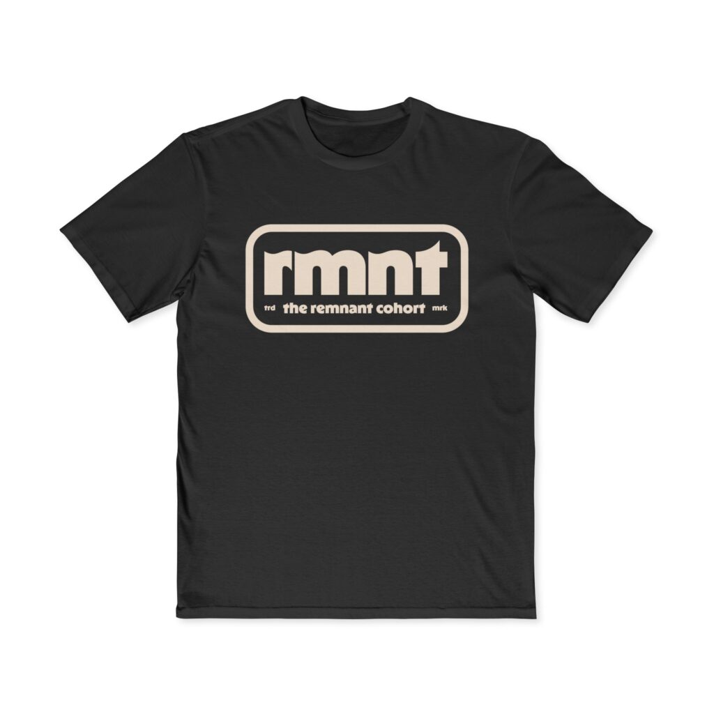 RMNT 'the remnant cohort' Logo T-Shirt â€” Retro Badge Tee for Men
